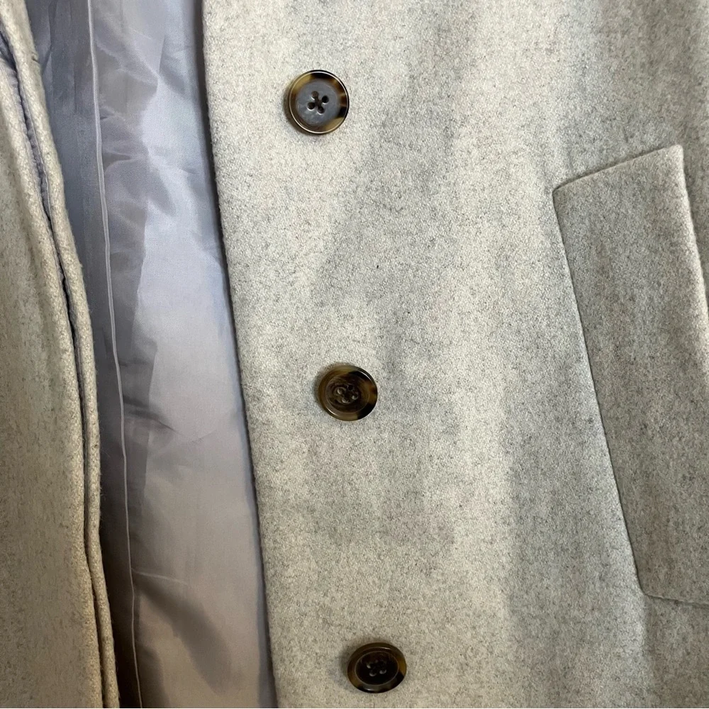 J.Crew City Coat wool‎ mid-length collared Beige winter peacoat jacket Sz 10 - Picture 5 of 9